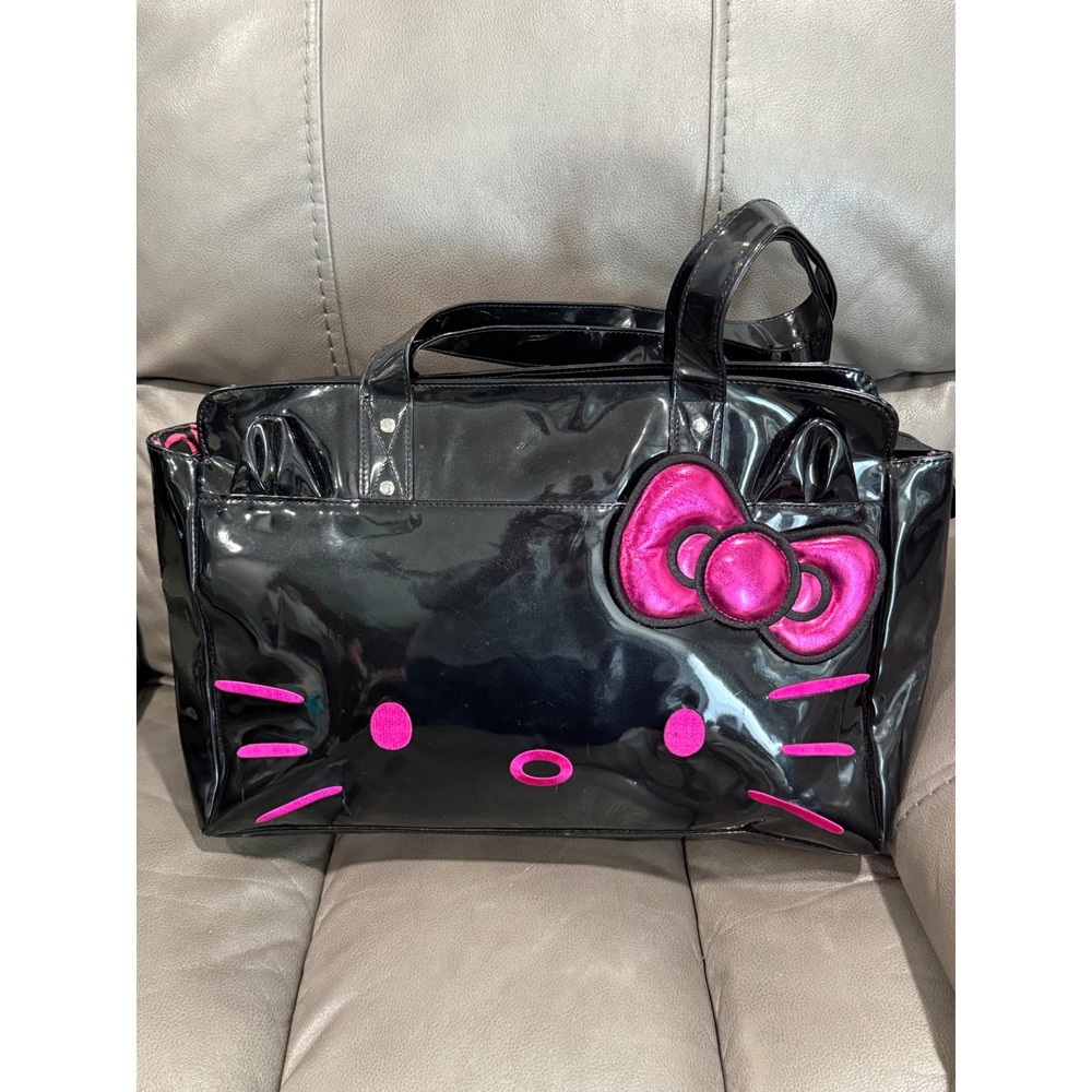 Loungefly Sanrio Hello Kitty Black Patent Pink Bow Tote Bag 6426SANTB06180612